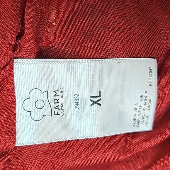 FARM Rio Maroon & Gold Banana Flowers Smocked Mini Dress - Size XL - Picture 12 of 13